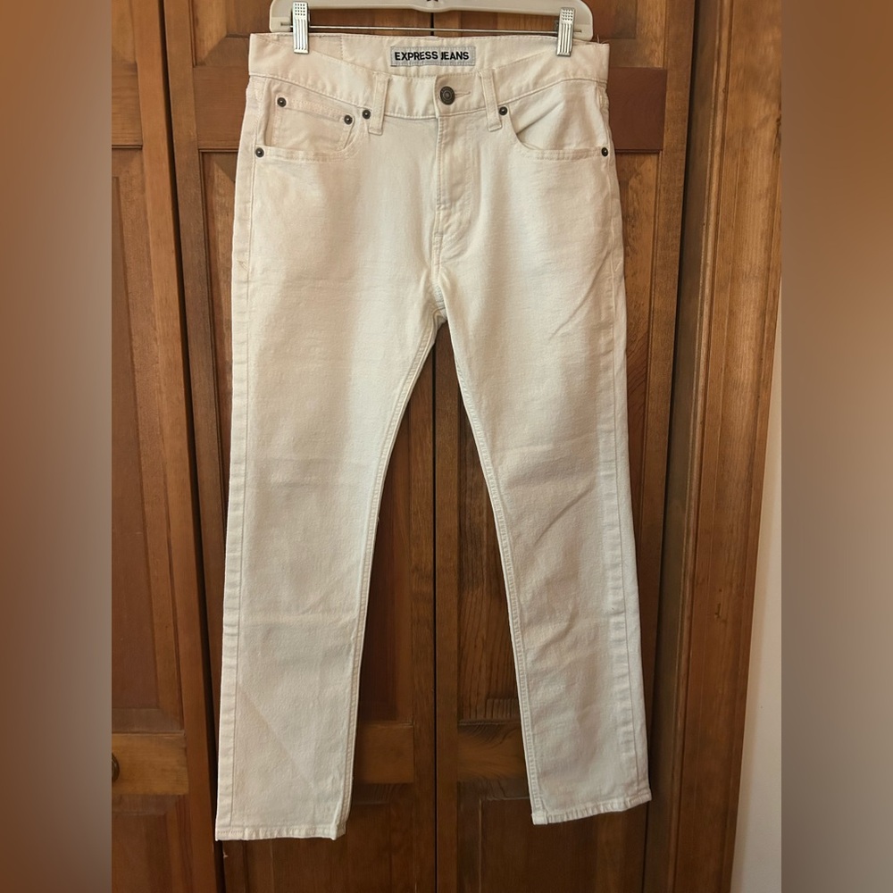 Express Jeans Men's Sz 30x30 Cream Flex Stretch Slim Fit Rocco Slim Leg Jeans